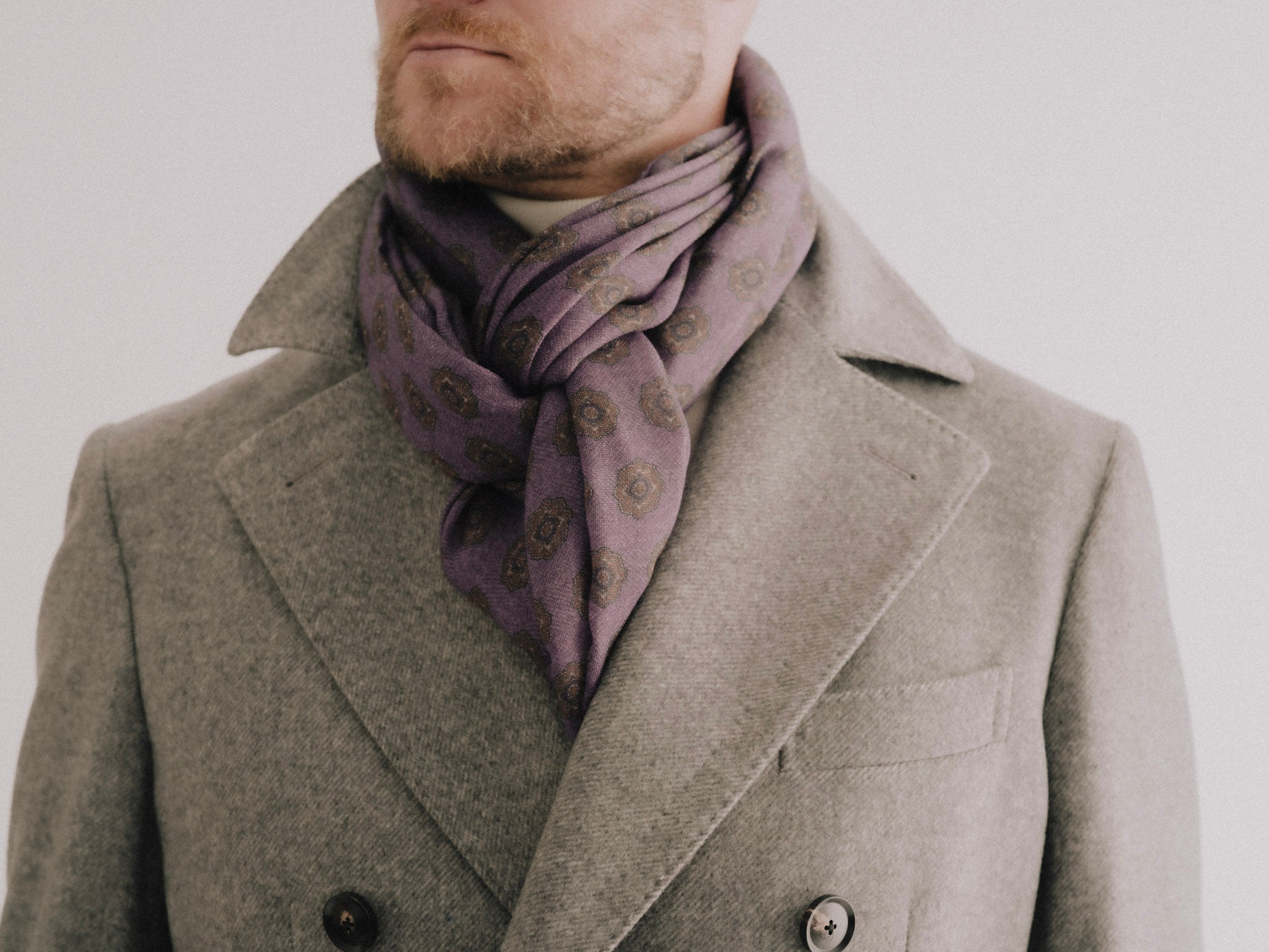 Arcevia Purple Motif Fine Wool Scarf