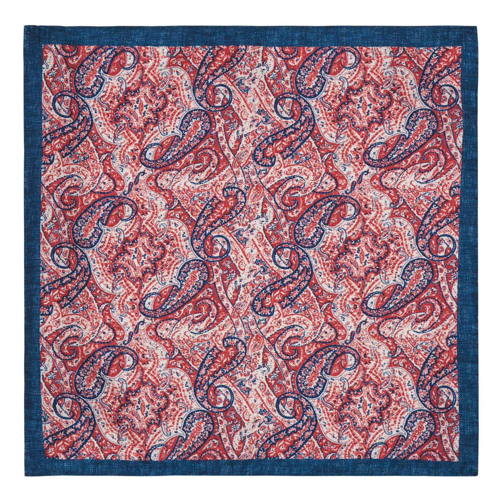 Fontecchio Red Paisley Silk Pocket Square