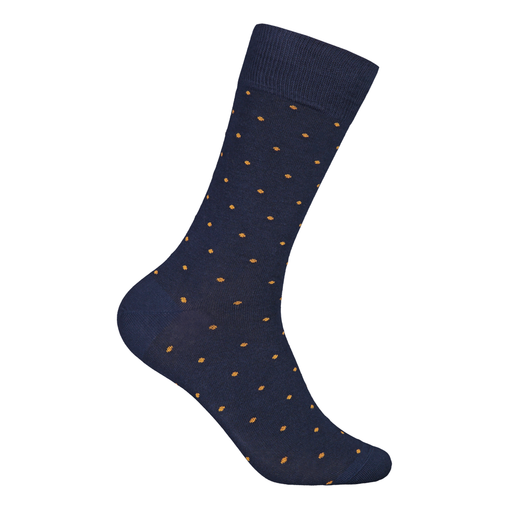 Socks, Navy Small Orange Dot 41-46