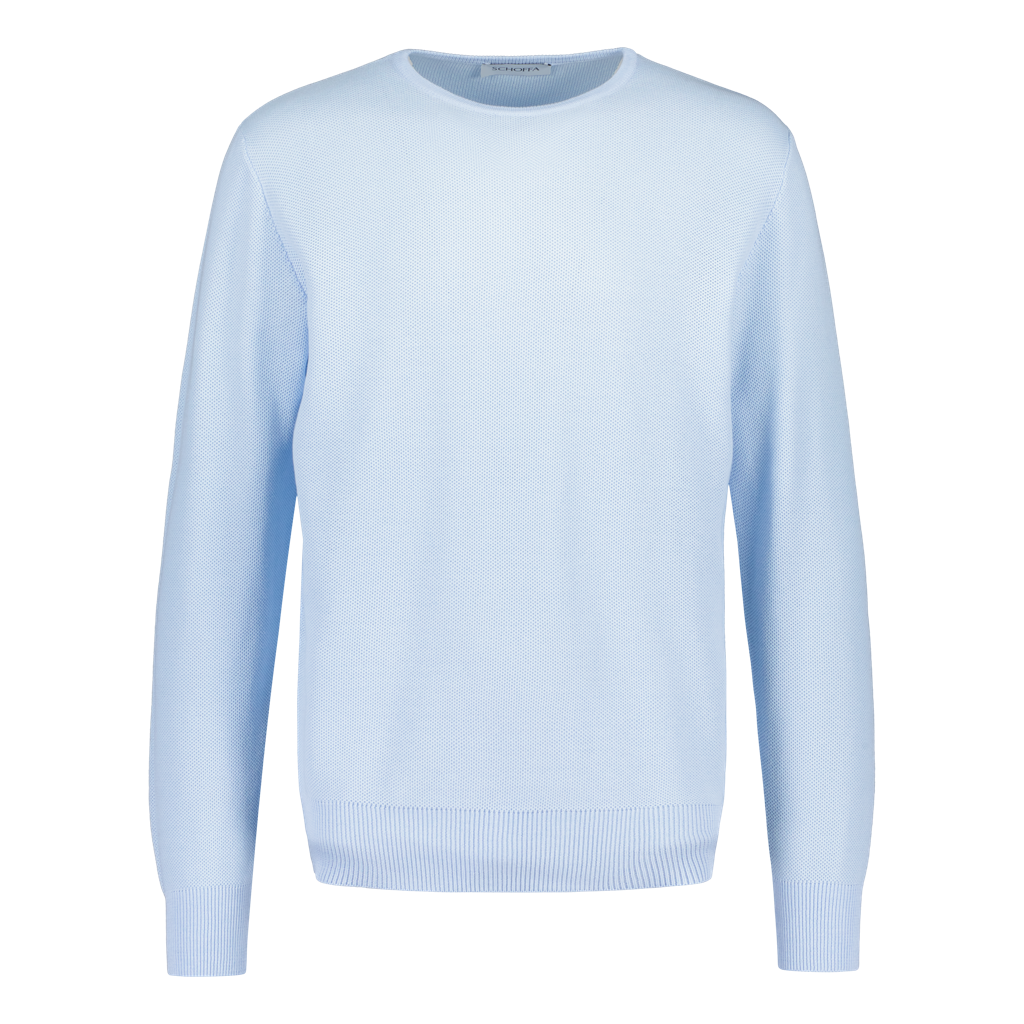 Crewneck "Honeycomb" Cotton Light Blue