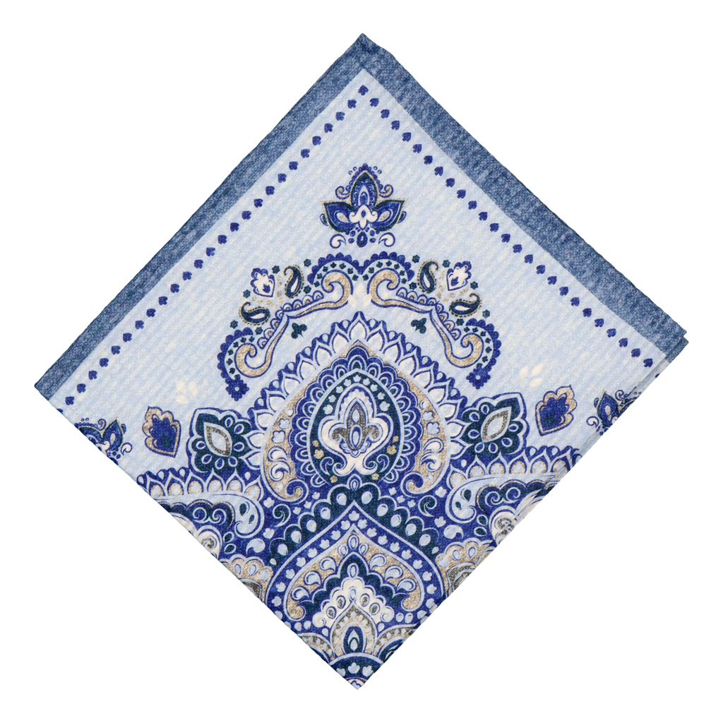 Arenzano Blue Silk-Cotton Pocket Square