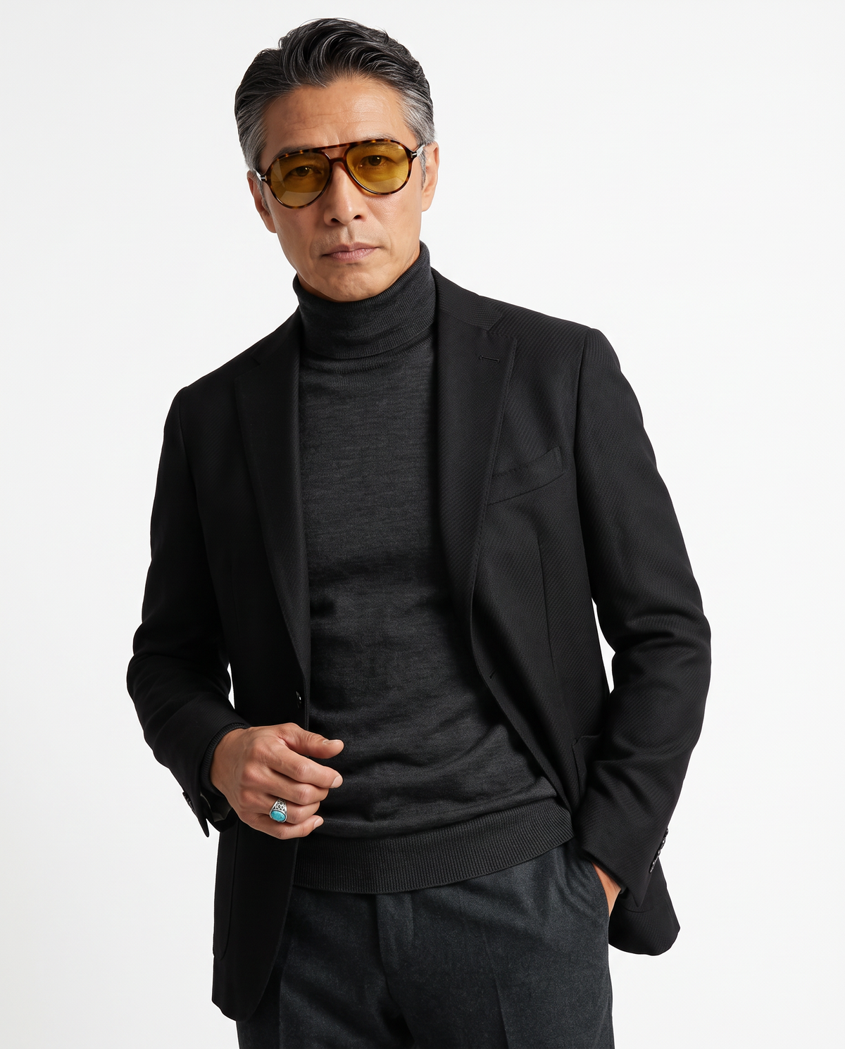 Avezzano Black Textured Jacket