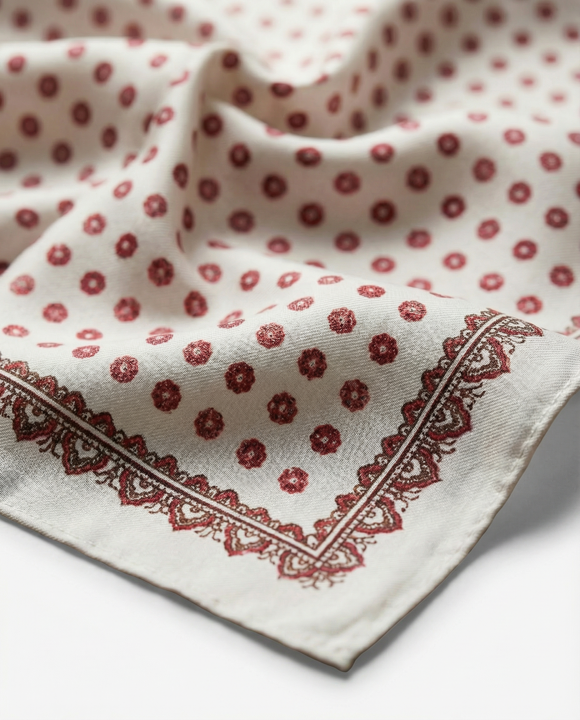 Bardella Burgundy Printed Silk Pocket Square