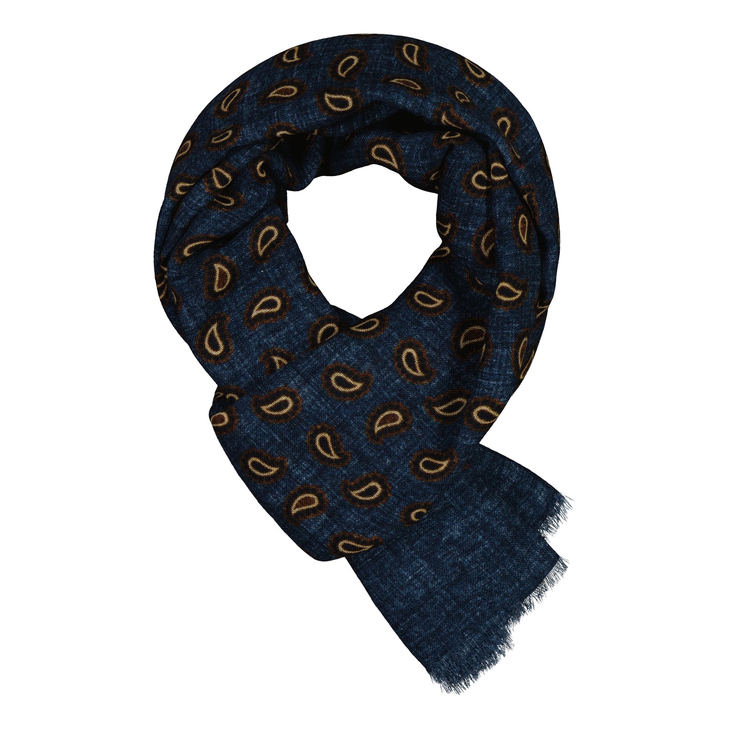 Belforte Blue Paisley Fine Wool Scarf