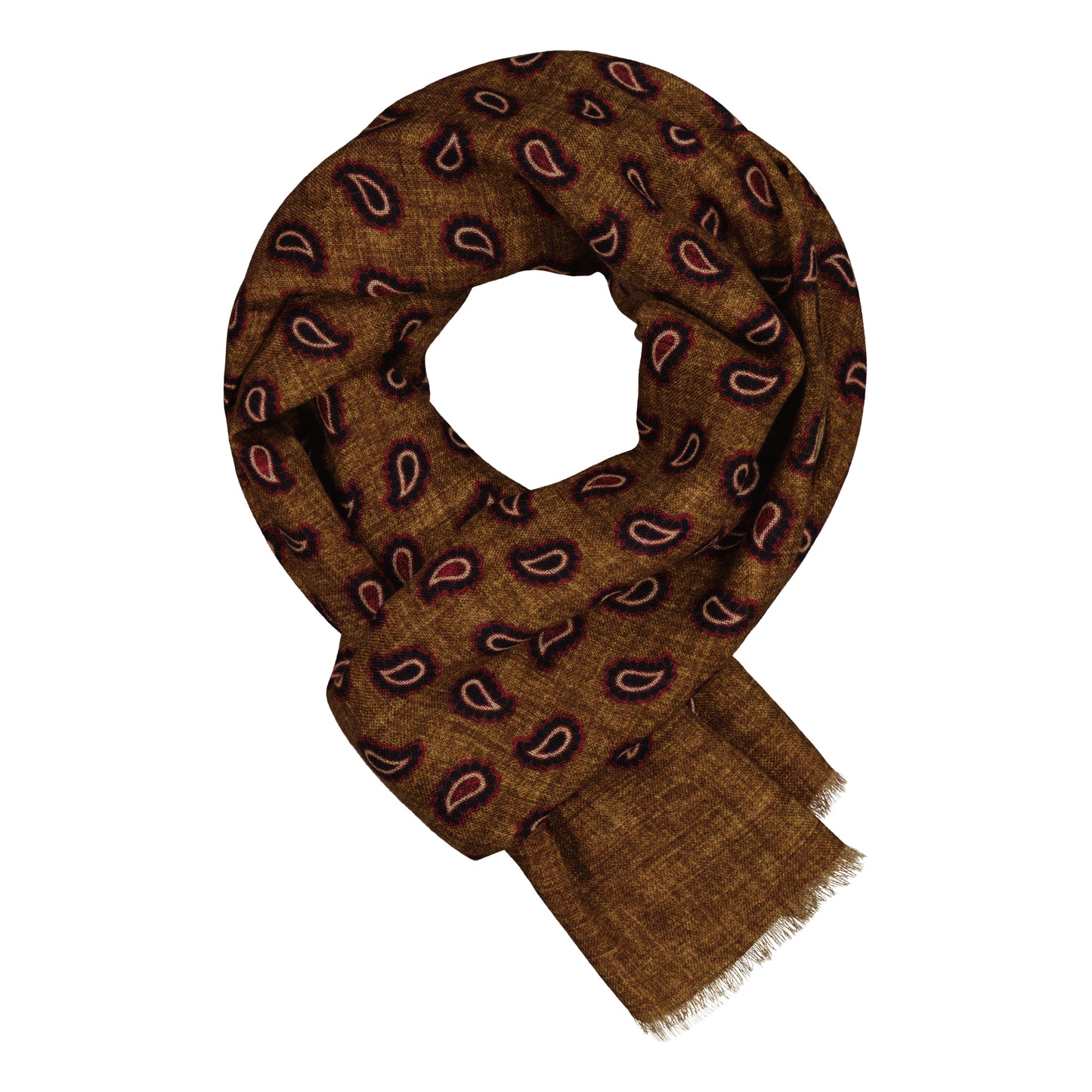 Belforte Camel Paisley Fine Wool Scarf