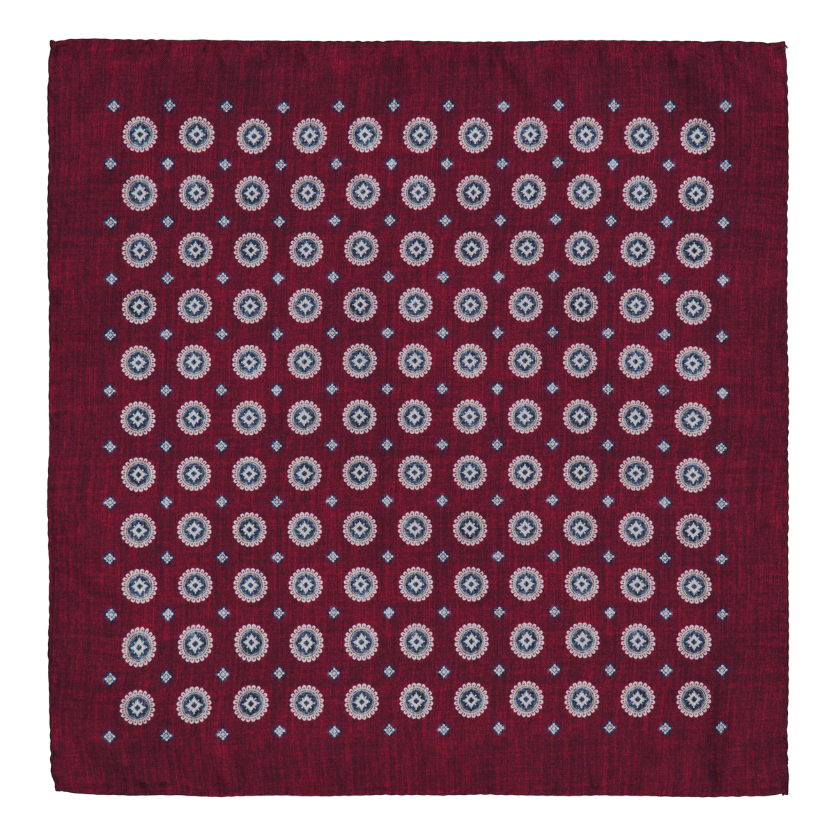 Bernardo Burgundy Print Silk Pocket Square