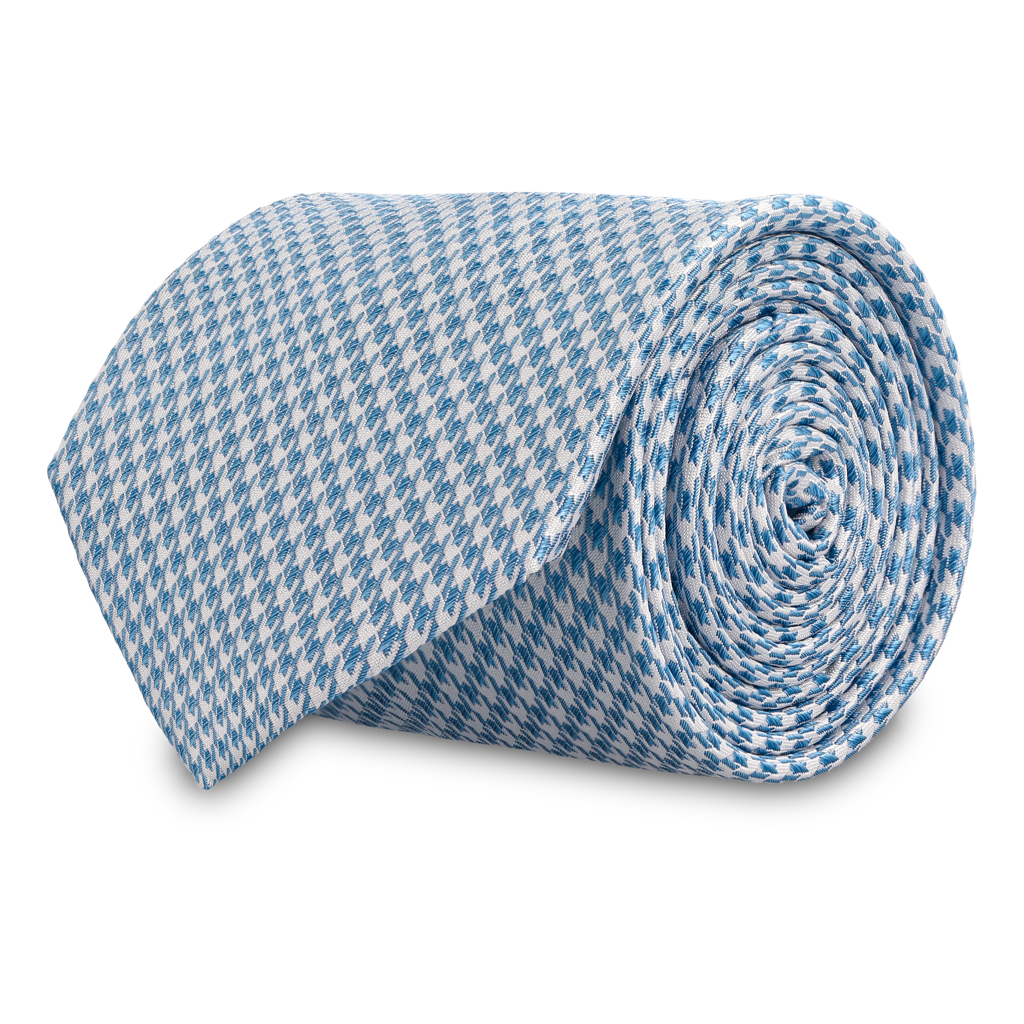 Carloforte Blue Houndstooth Silk Tie