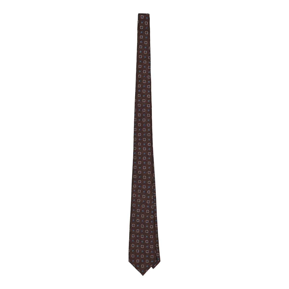 Cavi Brown Print Silk Shappe Tie