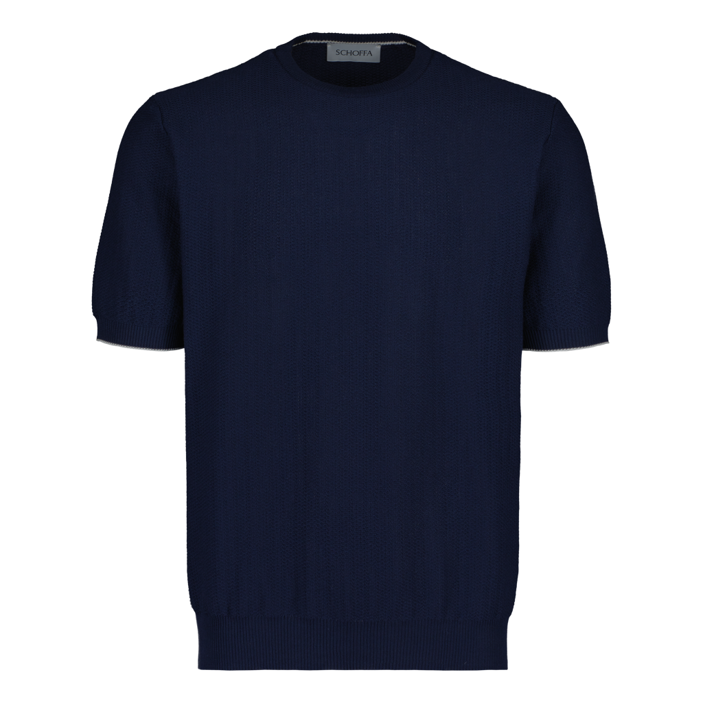 Crewneck Textured Cotton Navy