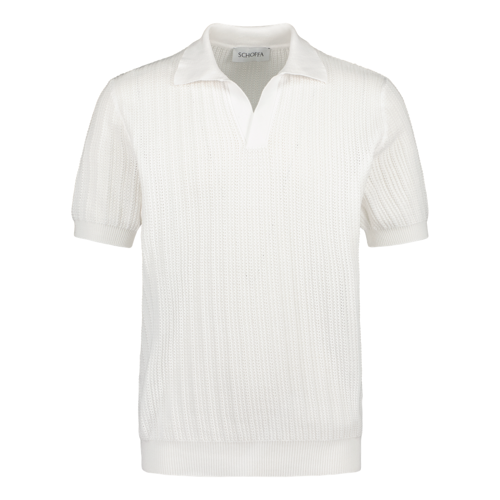 Knitted Polo White Fine Mesh