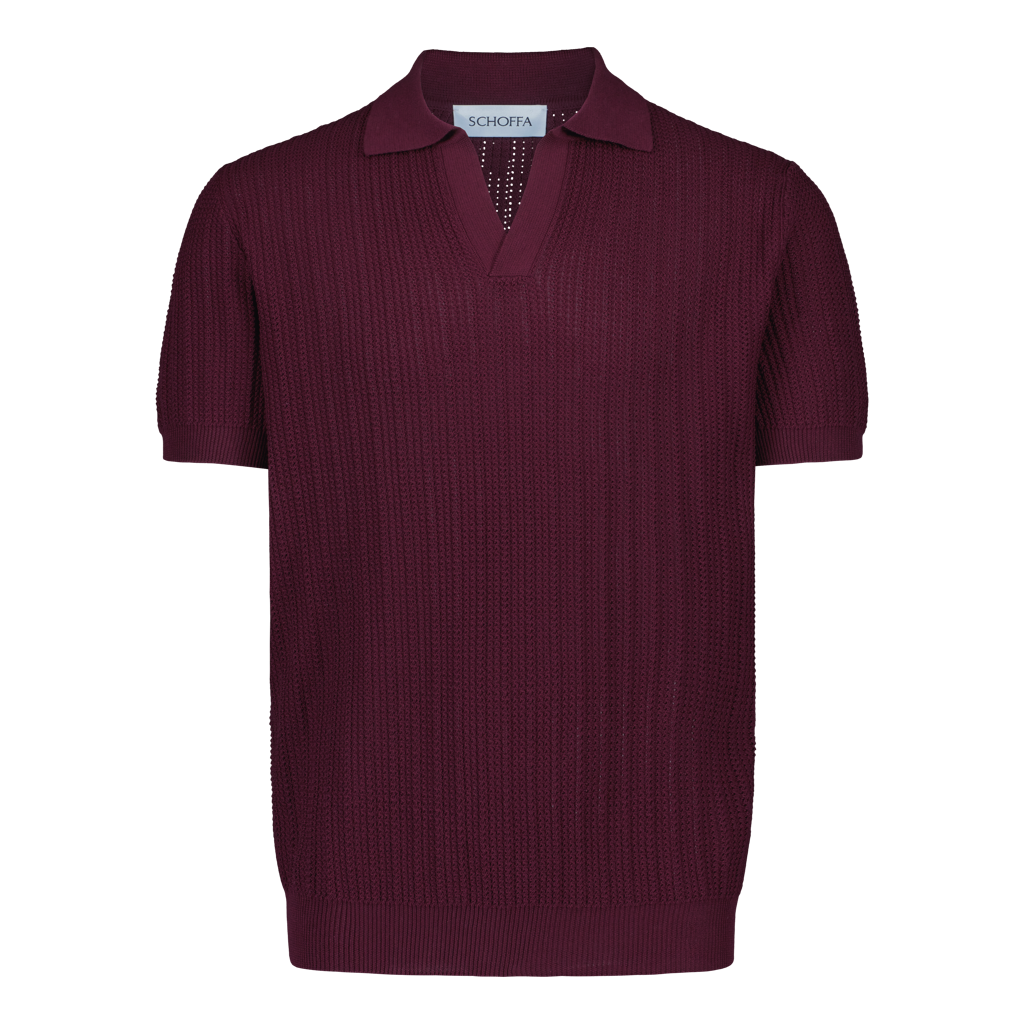 Knitted Polo Burgundy Fine Mesh