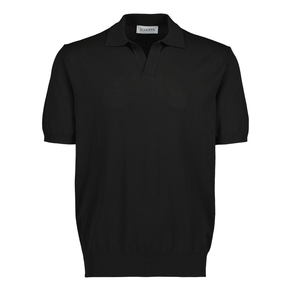 Knitted Polo Capri Collar Black