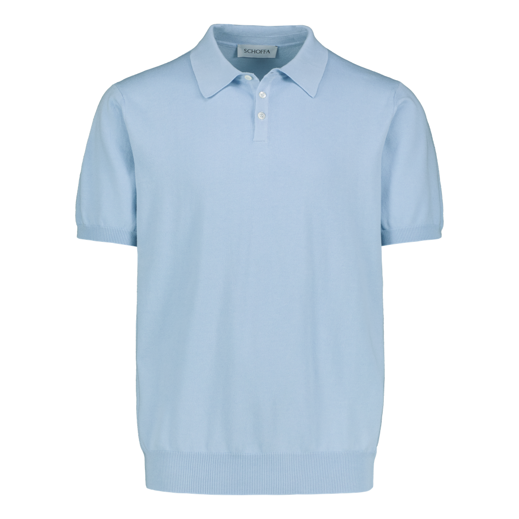 Knitted Polo Light Blue Fine Cotton