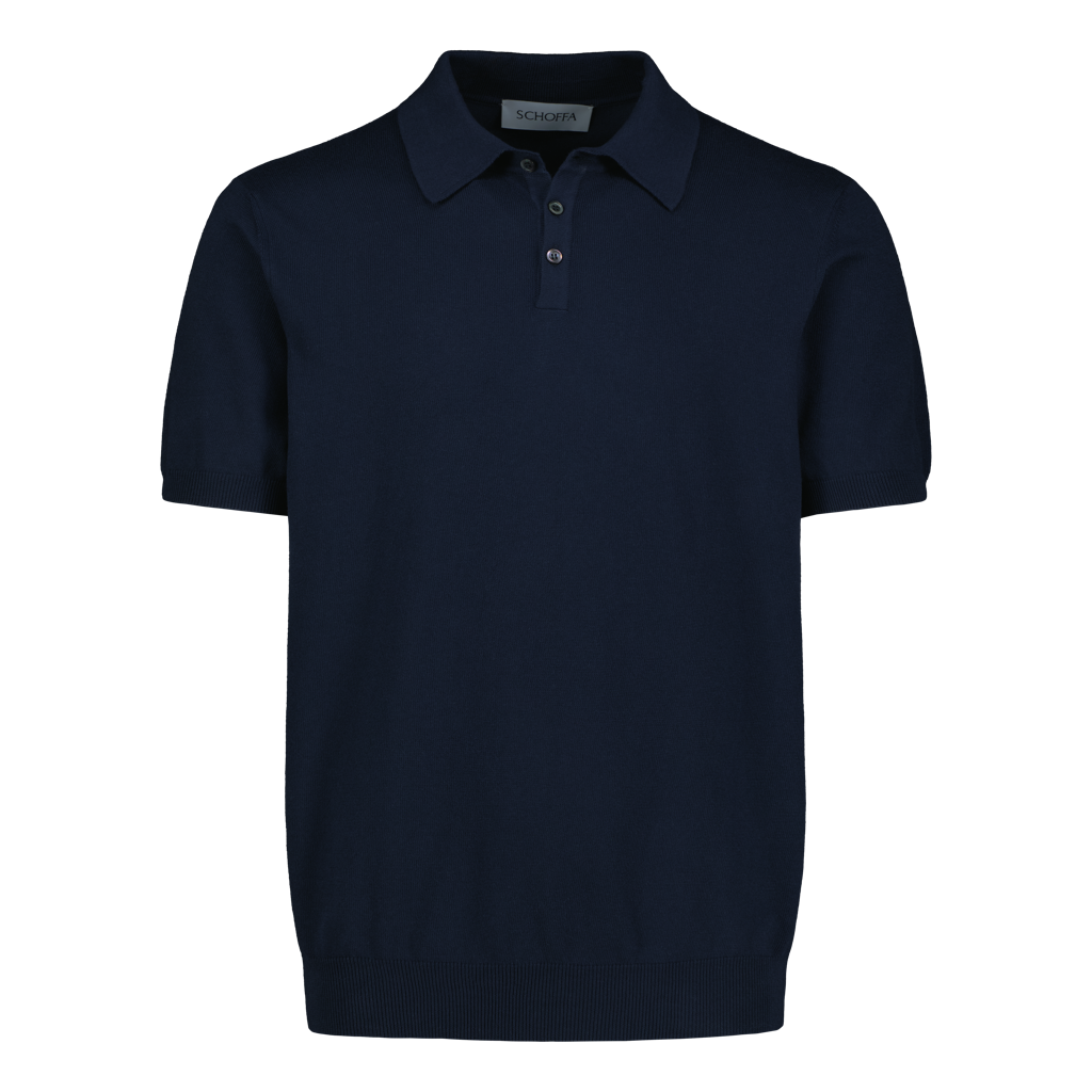 Knitted Polo Navy Fine Cotton