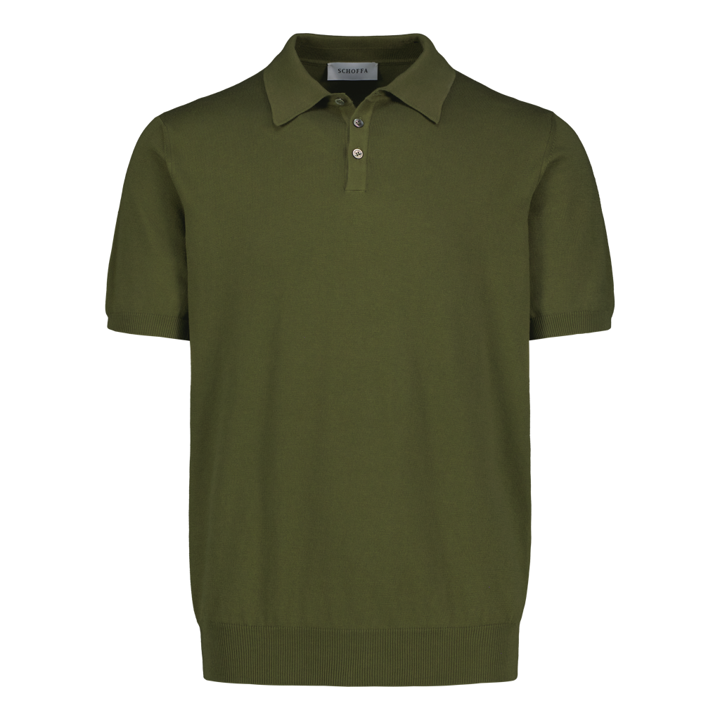 Knitted Polo Olive Fine Cotton