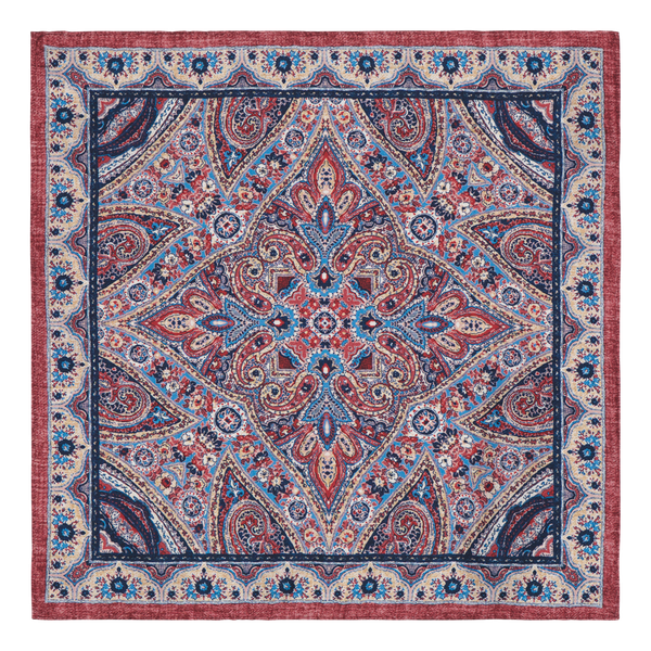 Spello Burgundy Paisley Silk Pocket Square