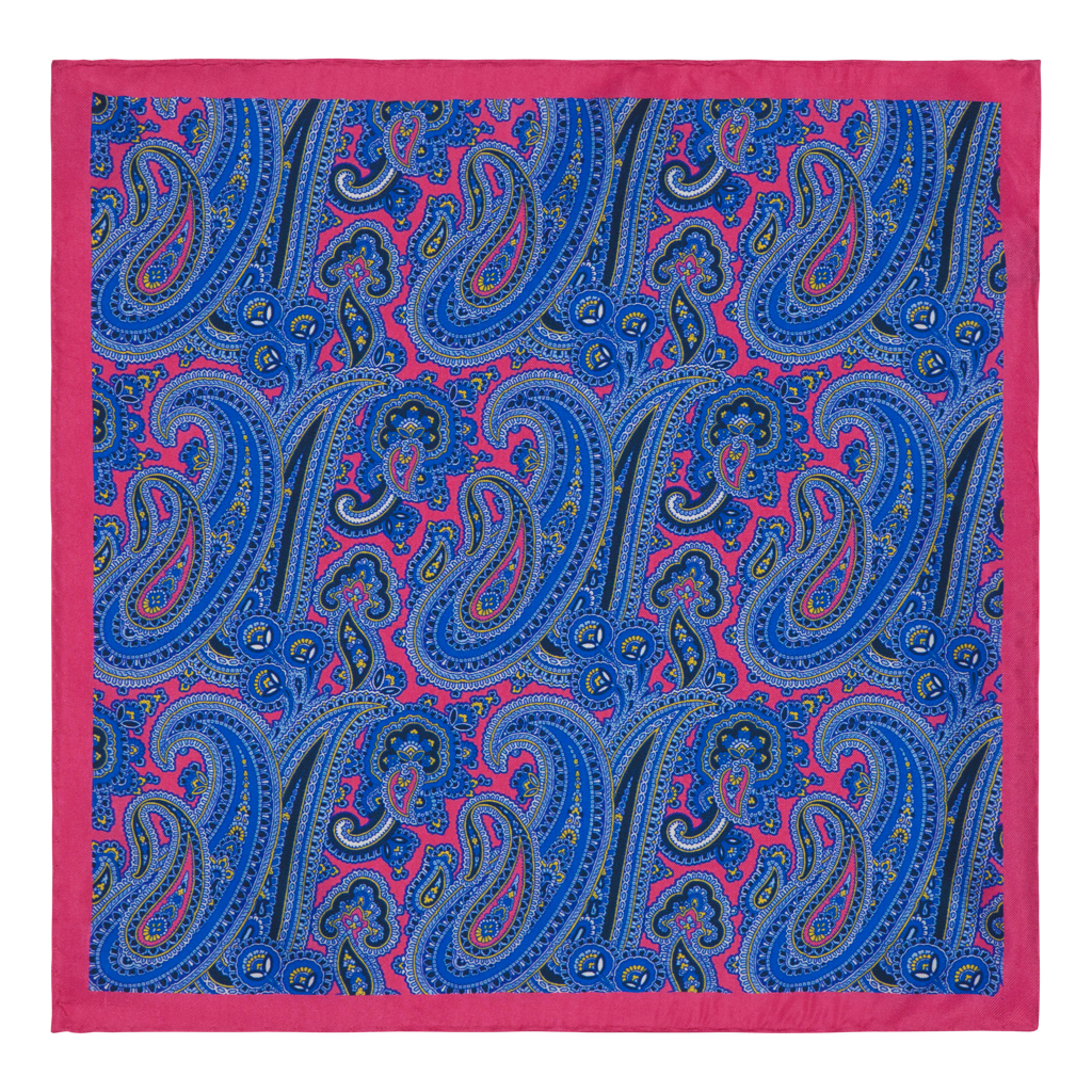 Ciaccio Pink Paisley Silk Pocket Square
