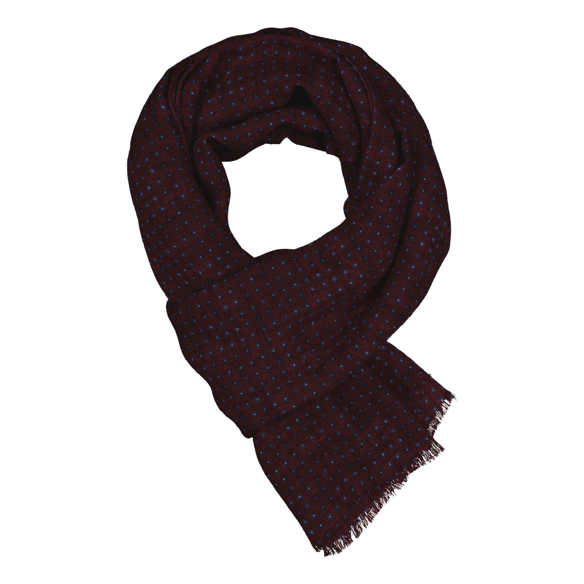 Pannesi Burgundy Print Fine Wool Scarf