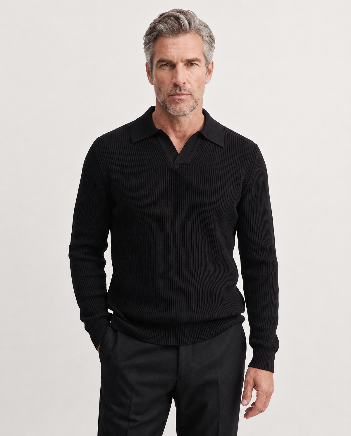 Polo Chunky Ribbed Merino Black