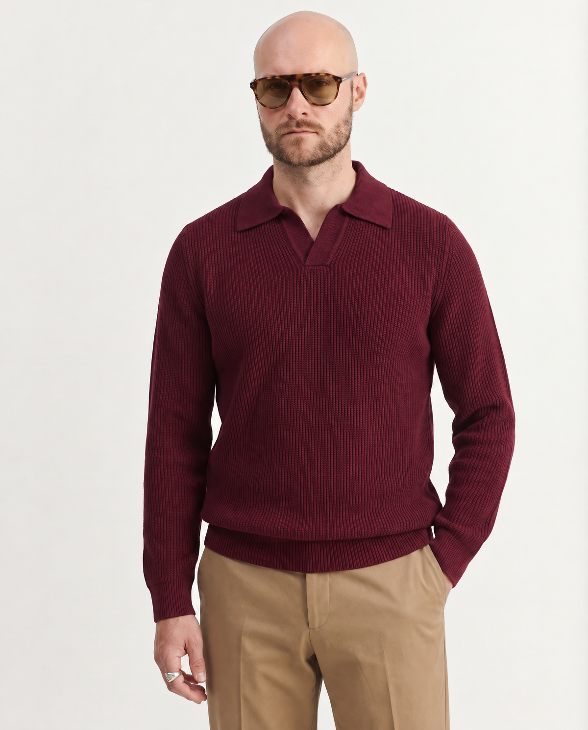 Polo Chunky Ribbed Merino Burgundy