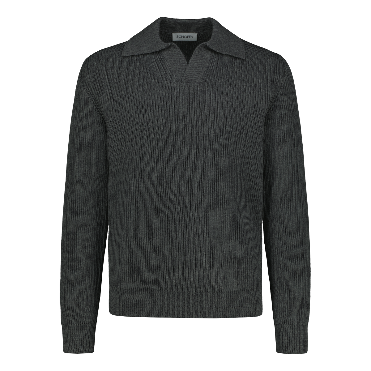 Polo Chunky Ribbed Merino Dark Grey