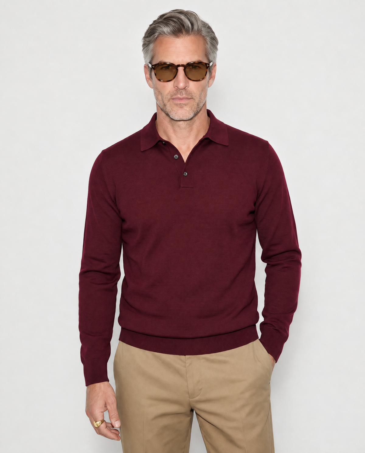 Polo Superfine Merino Burgundy