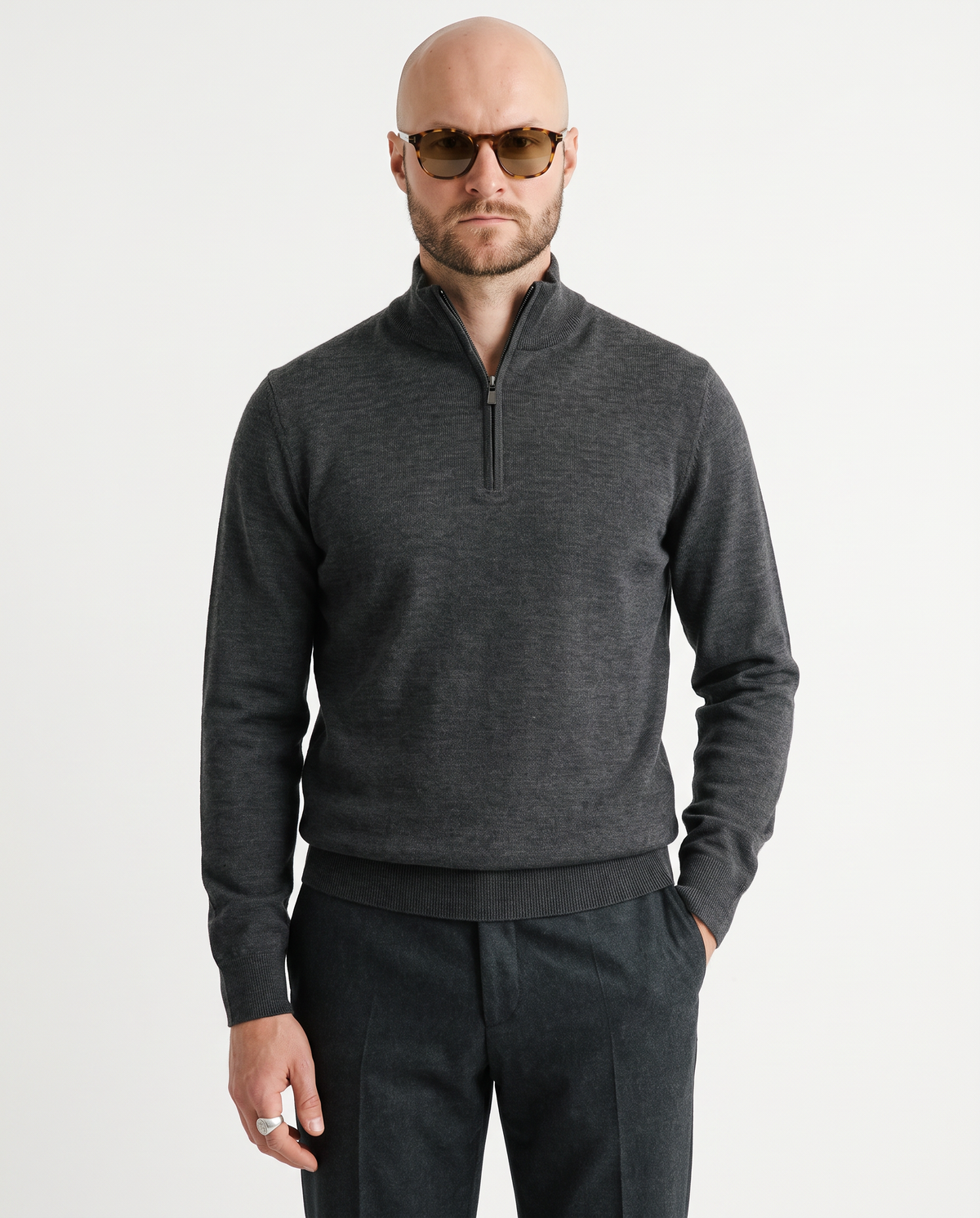 Quarter Zip Superfine Merino Dark Grey