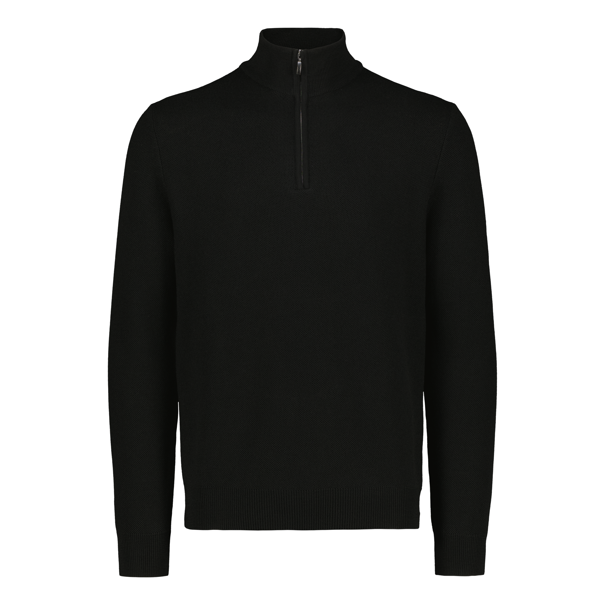 Quarter Zip Textured Merino Black