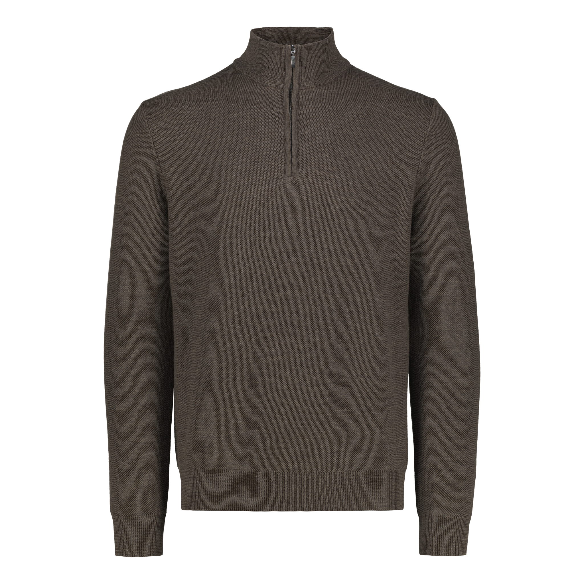 Quarter Zip Textured Merino Brown