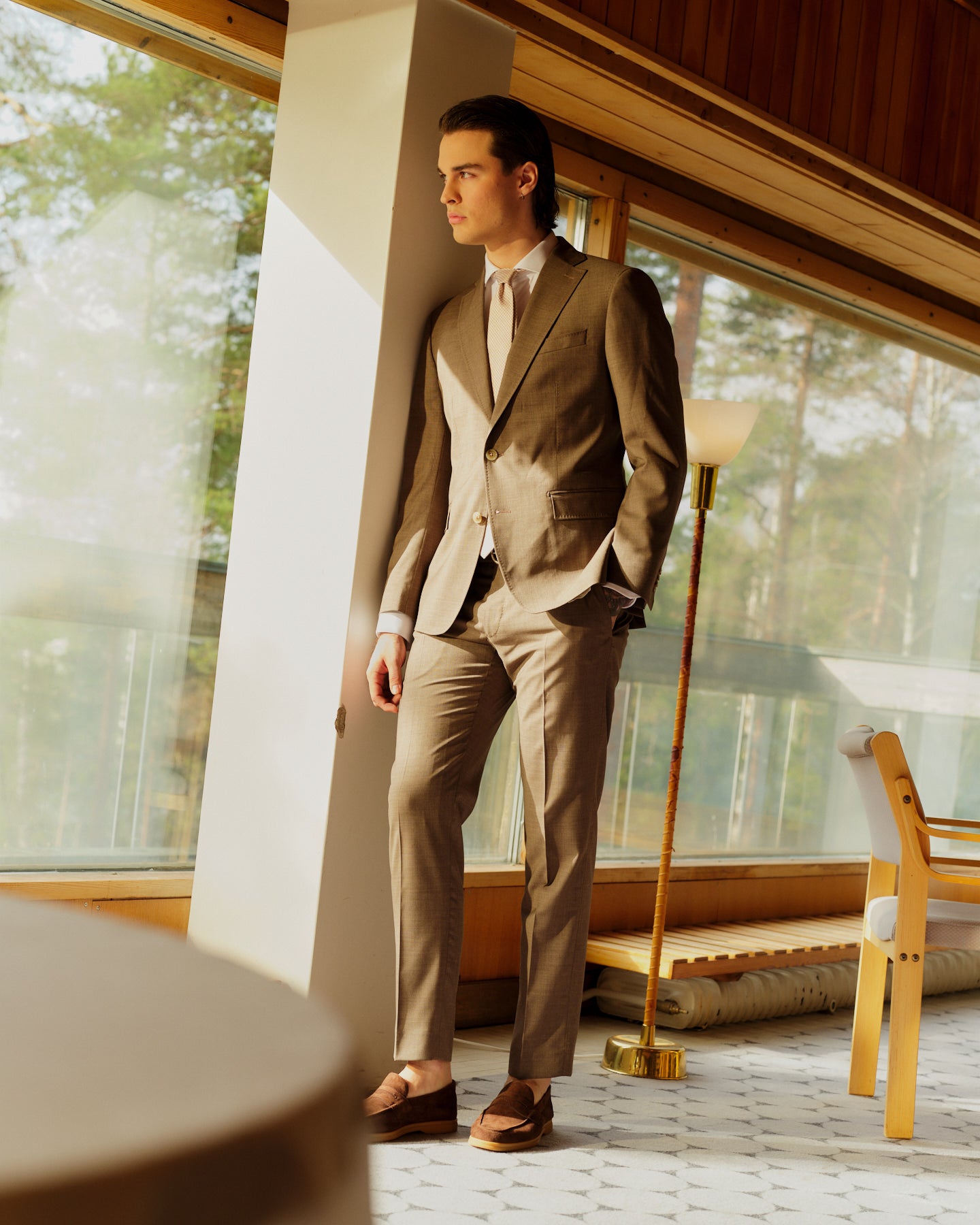 Carloforte Sand Houndstooth Silk Tie