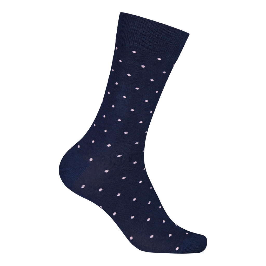 Socks, Navy Small Pink Dot 41-46