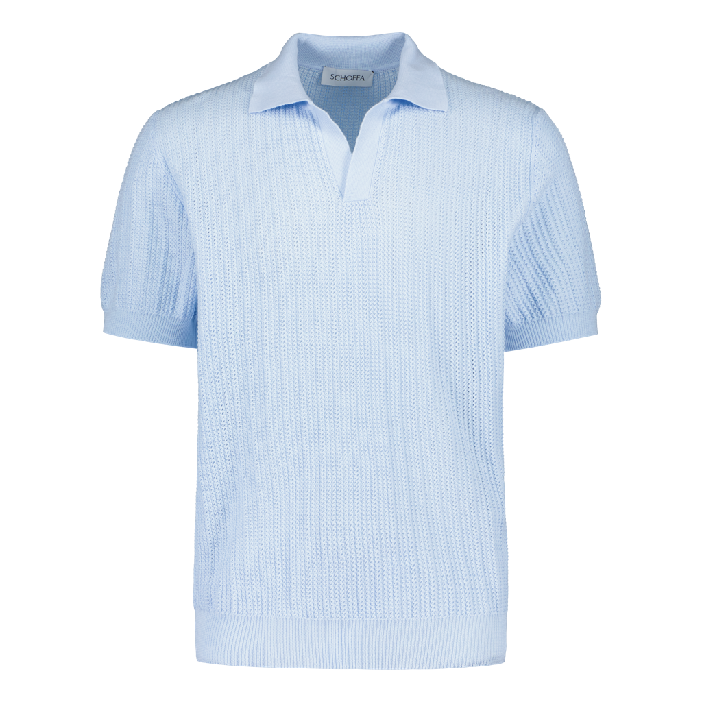 Knitted Polo Light Blue Fine Mesh