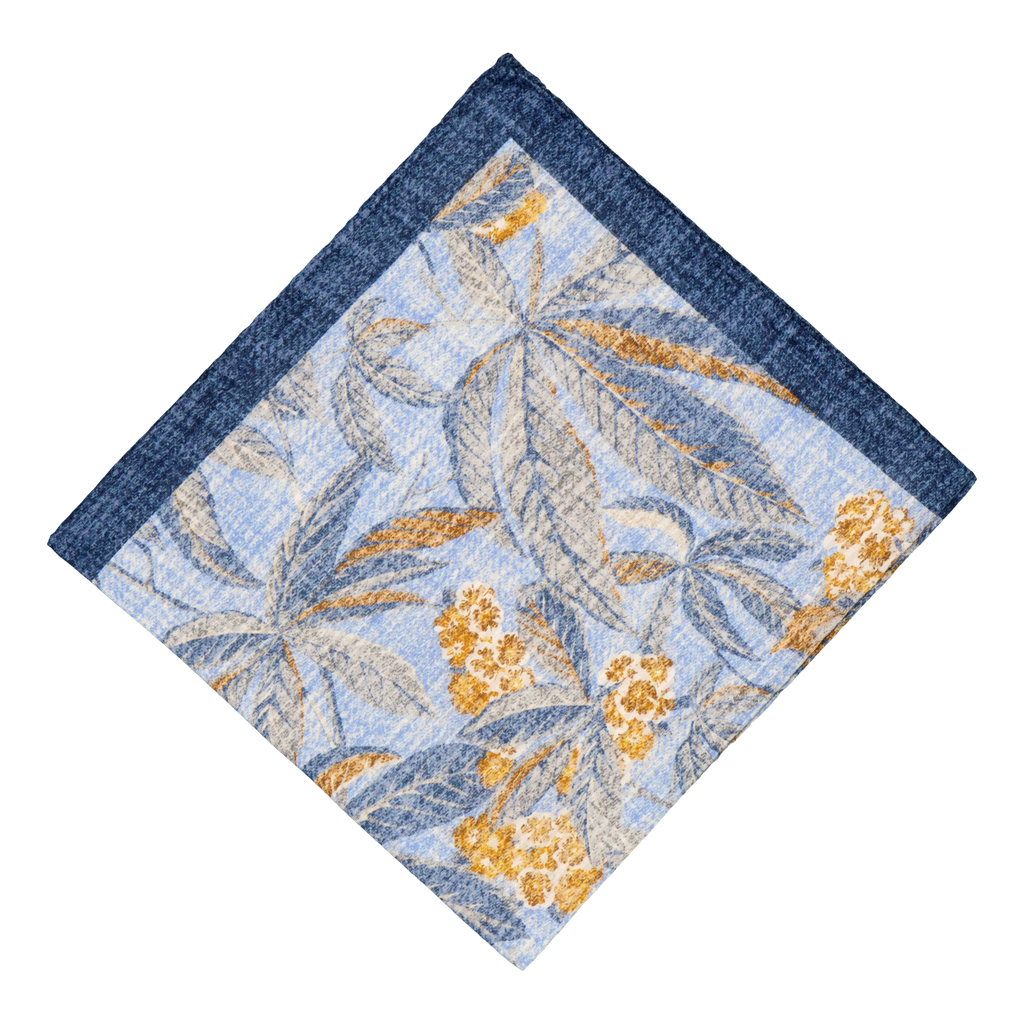 Vesima Blue Silk-Cotton Pocket Square