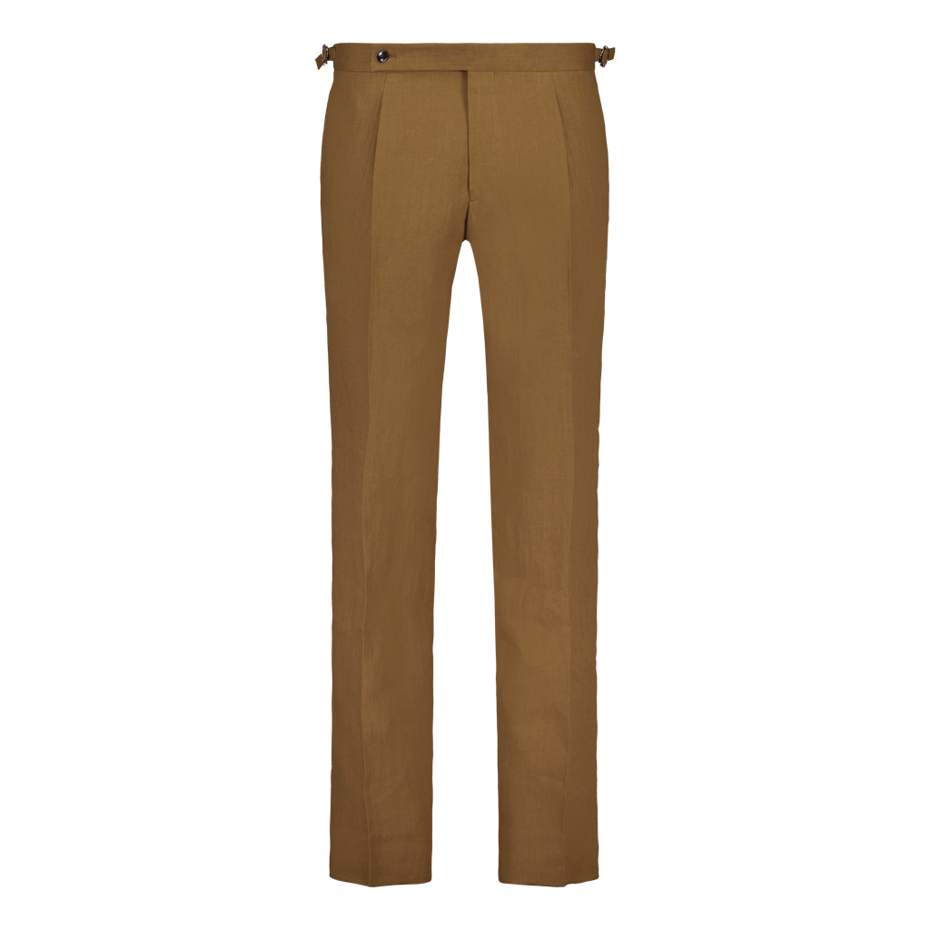 Trousers Side Adjuster Camel Luxury Linen