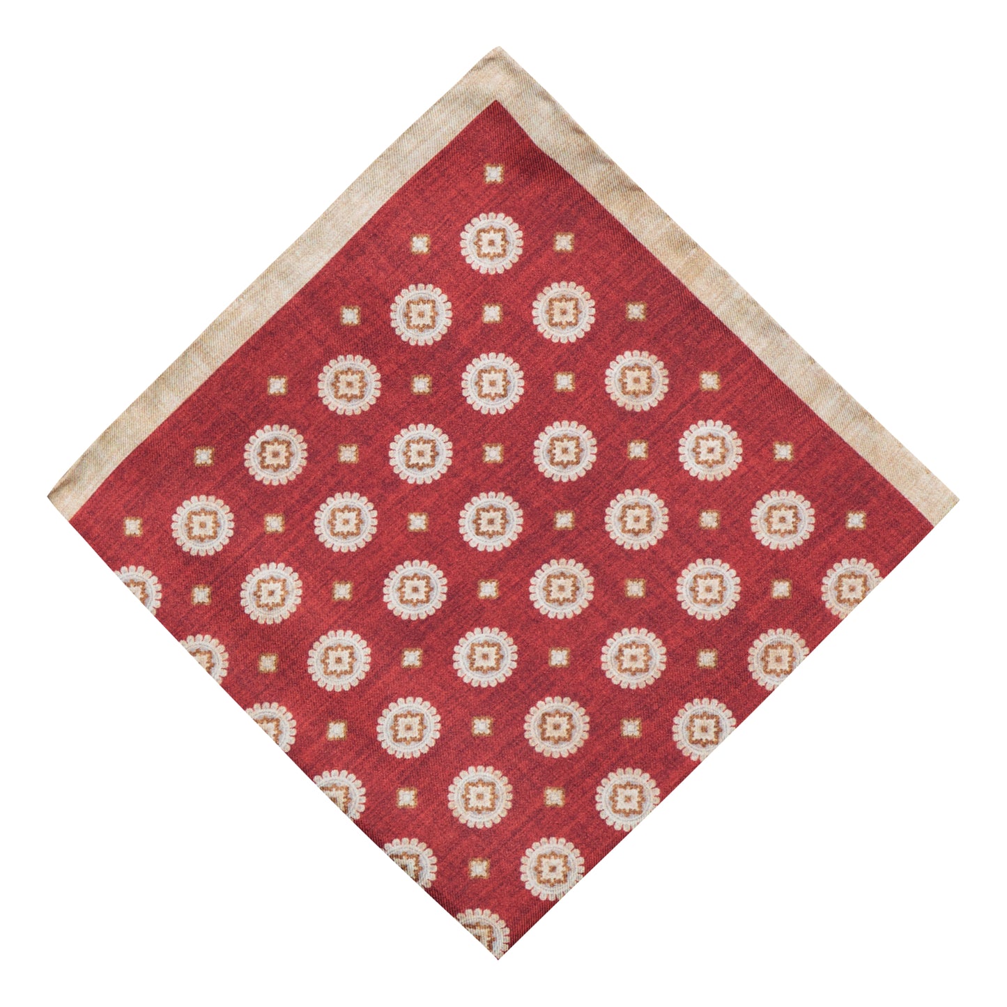 Carbone Burgundy-Sand Silk Pocket Square
