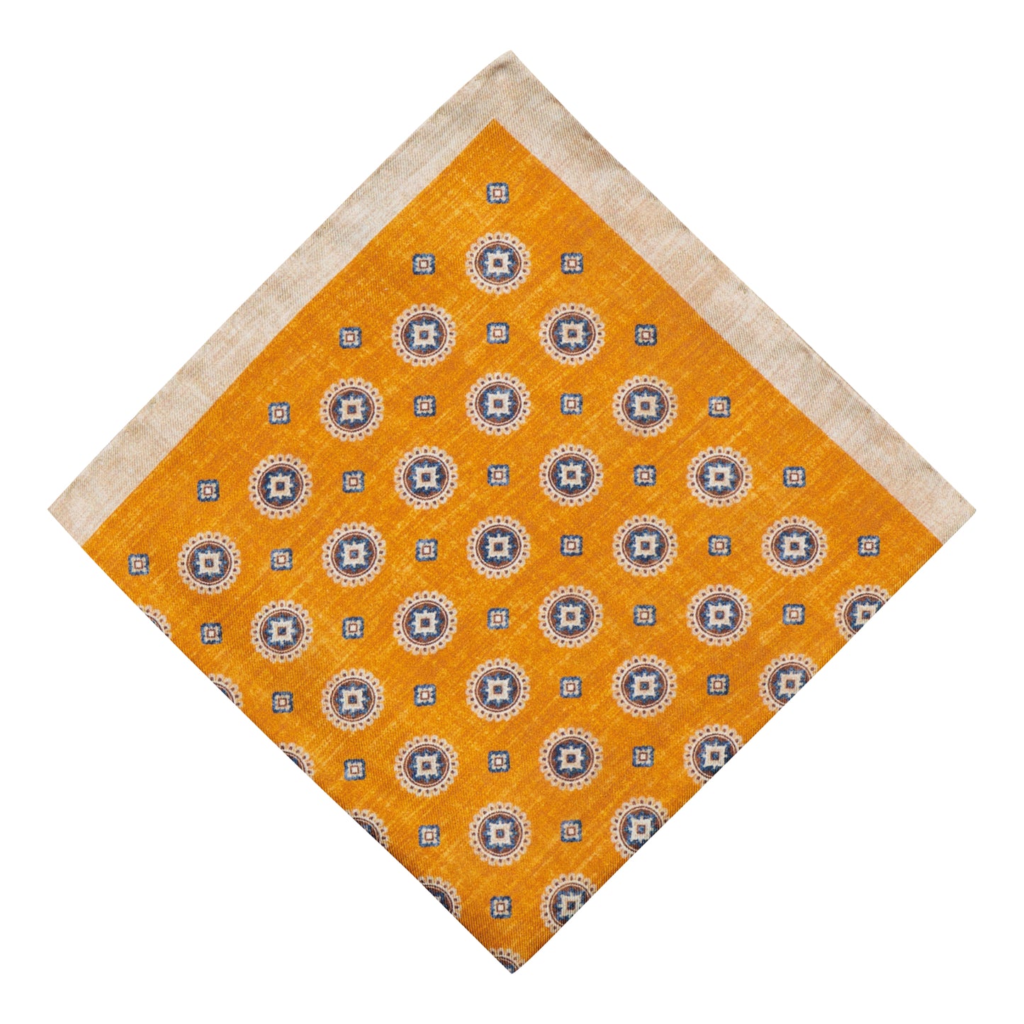 Carbone Orange-White Silk Pocket Square