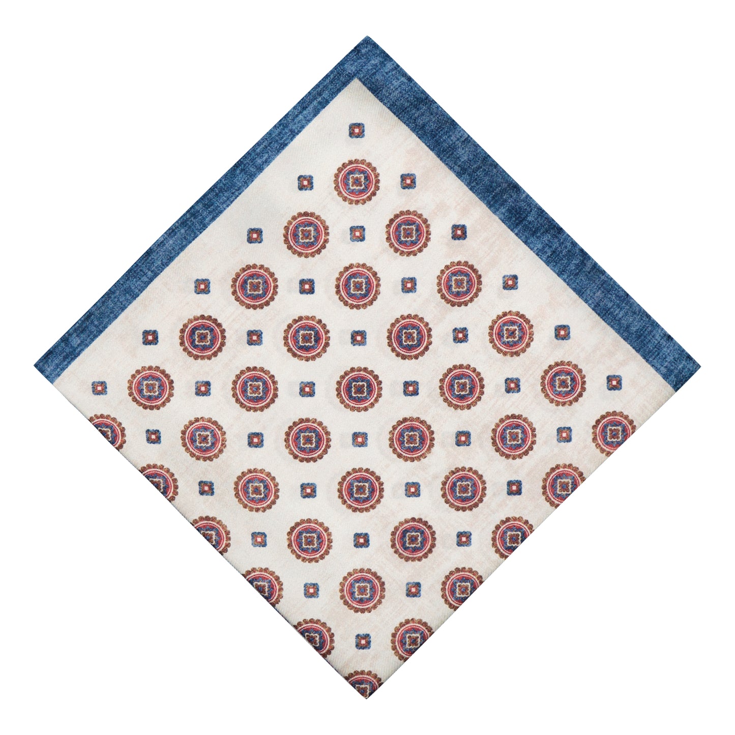 Carbone White-Blue Silk Pocket Square