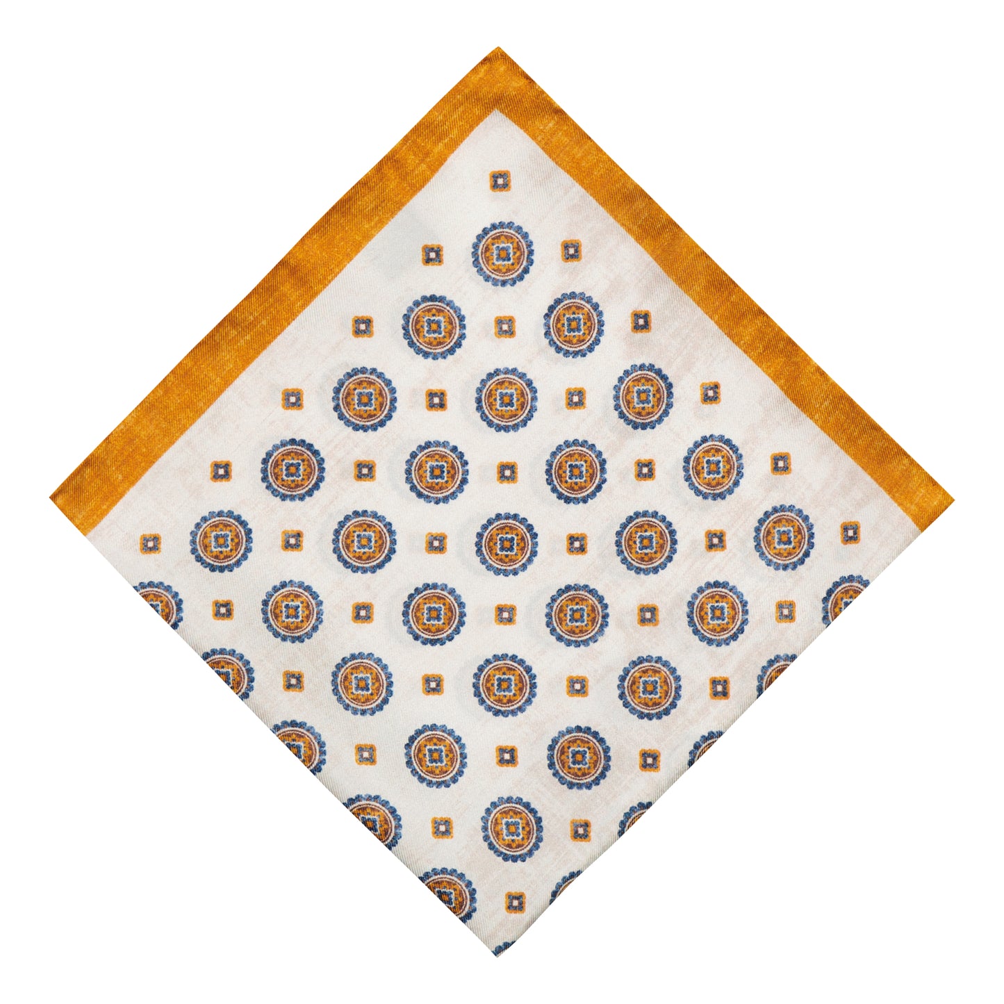 Carbone White-Orange Silk Pocket Square
