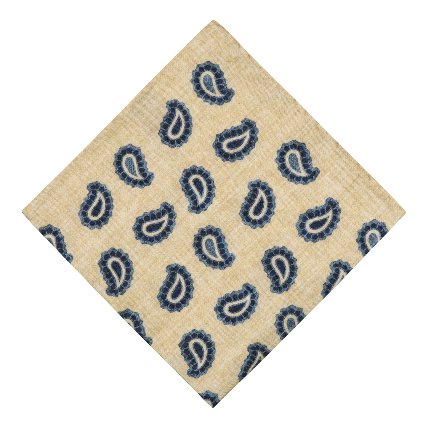 Cavallino Sand Wool Paisley Pocket Square