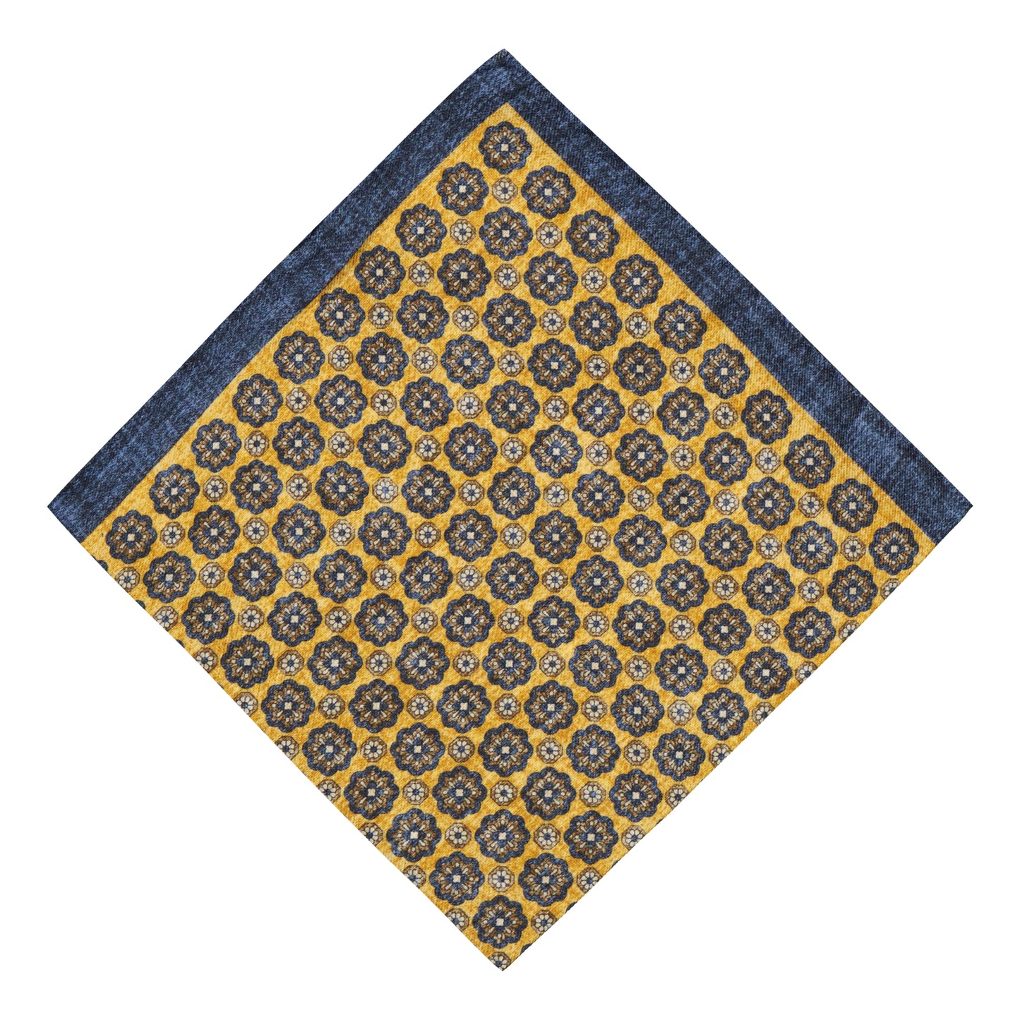 Latiano Ochre Wool Medallion Pocket Square