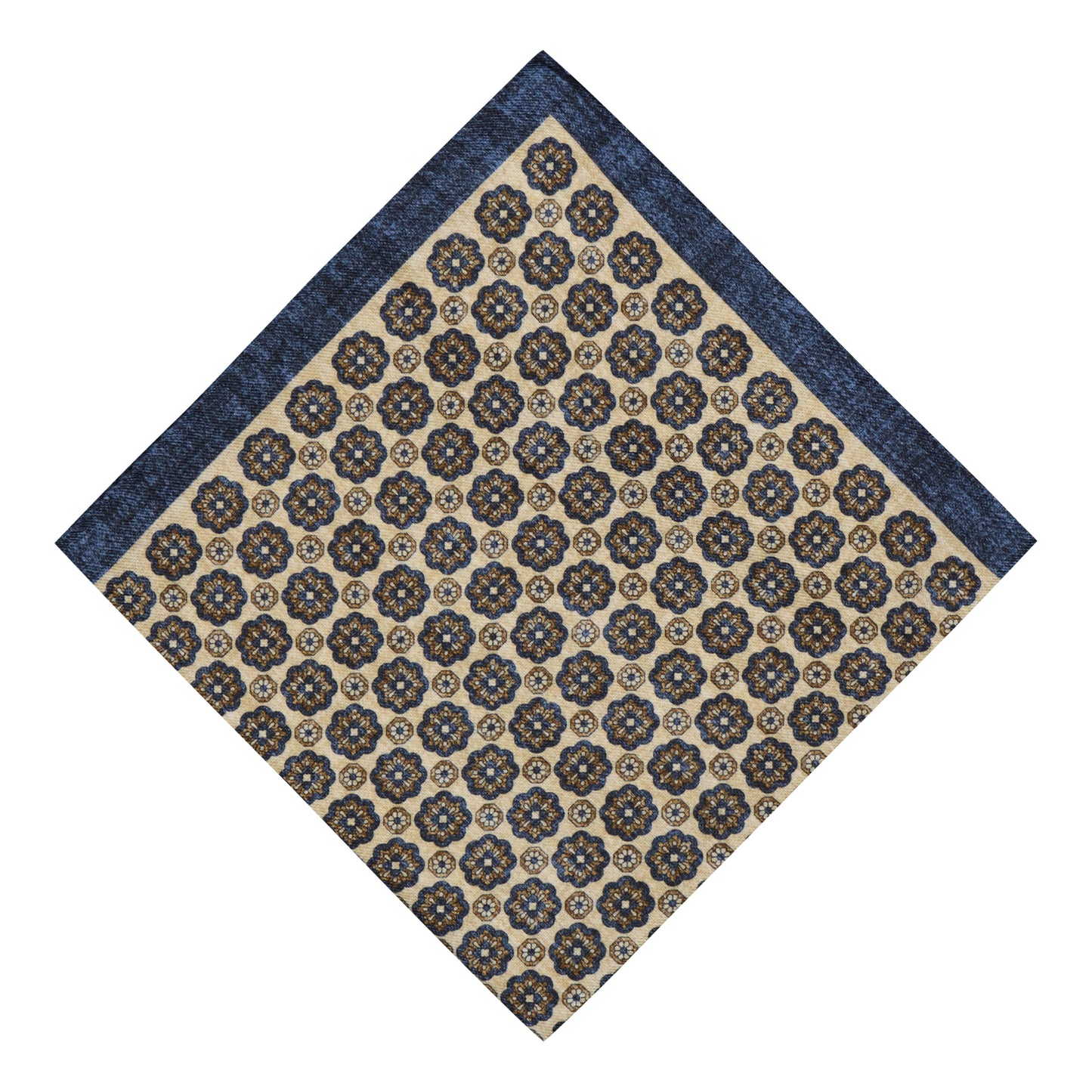 Latiano Sand Wool Medallion Pocket Square