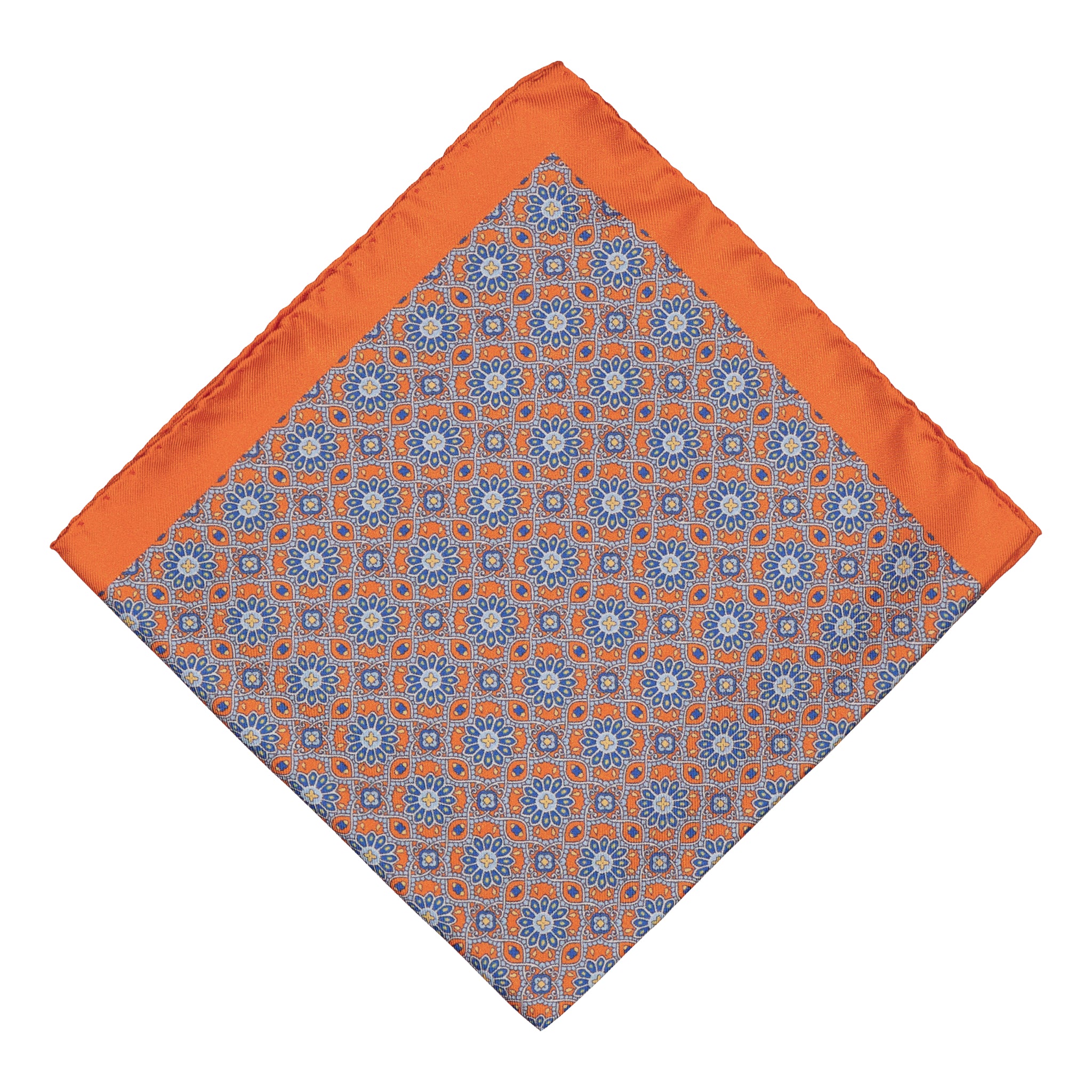 Orosei Orange Motif Silk Pocket Square