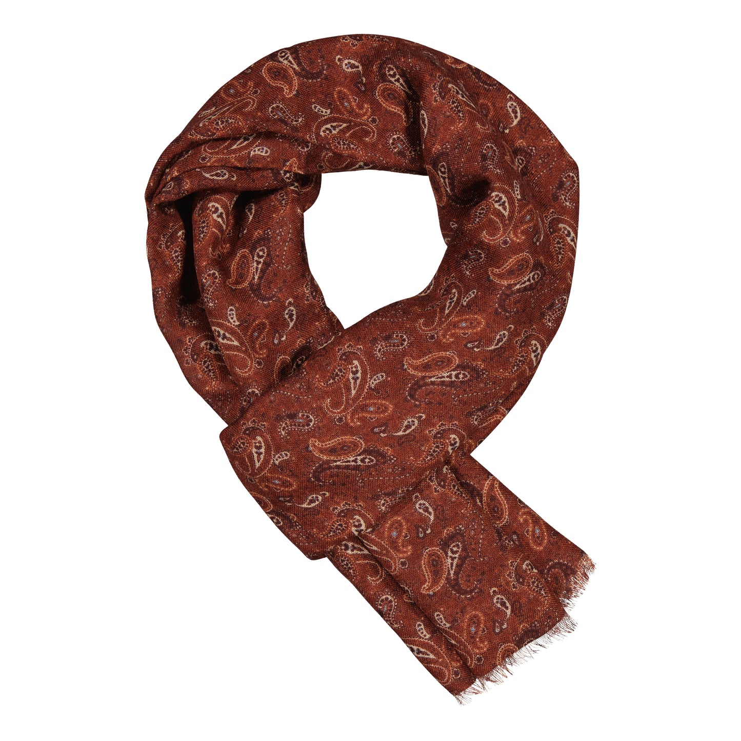 Tricase Orange Paisley Fine Wool Scarf