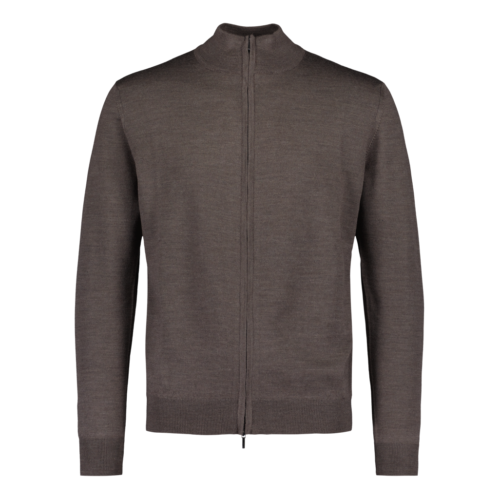 Full Zip Superfine Merino Mid Brown