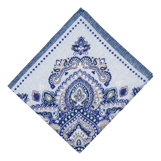 Arenzano Blue Silk-Cotton Pocket Square