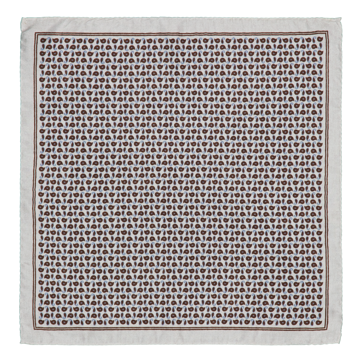 Avegno White Paisley Silk Pocket Square