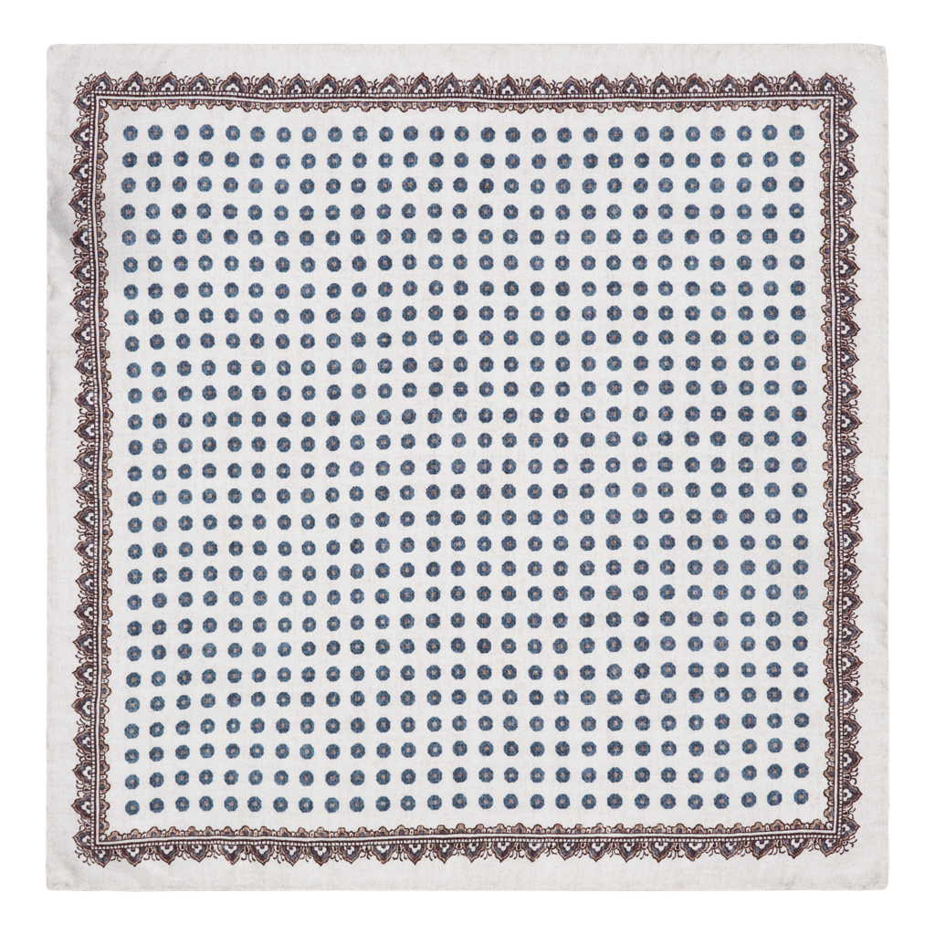 Bardella Blue Printed Silk Pocket Square