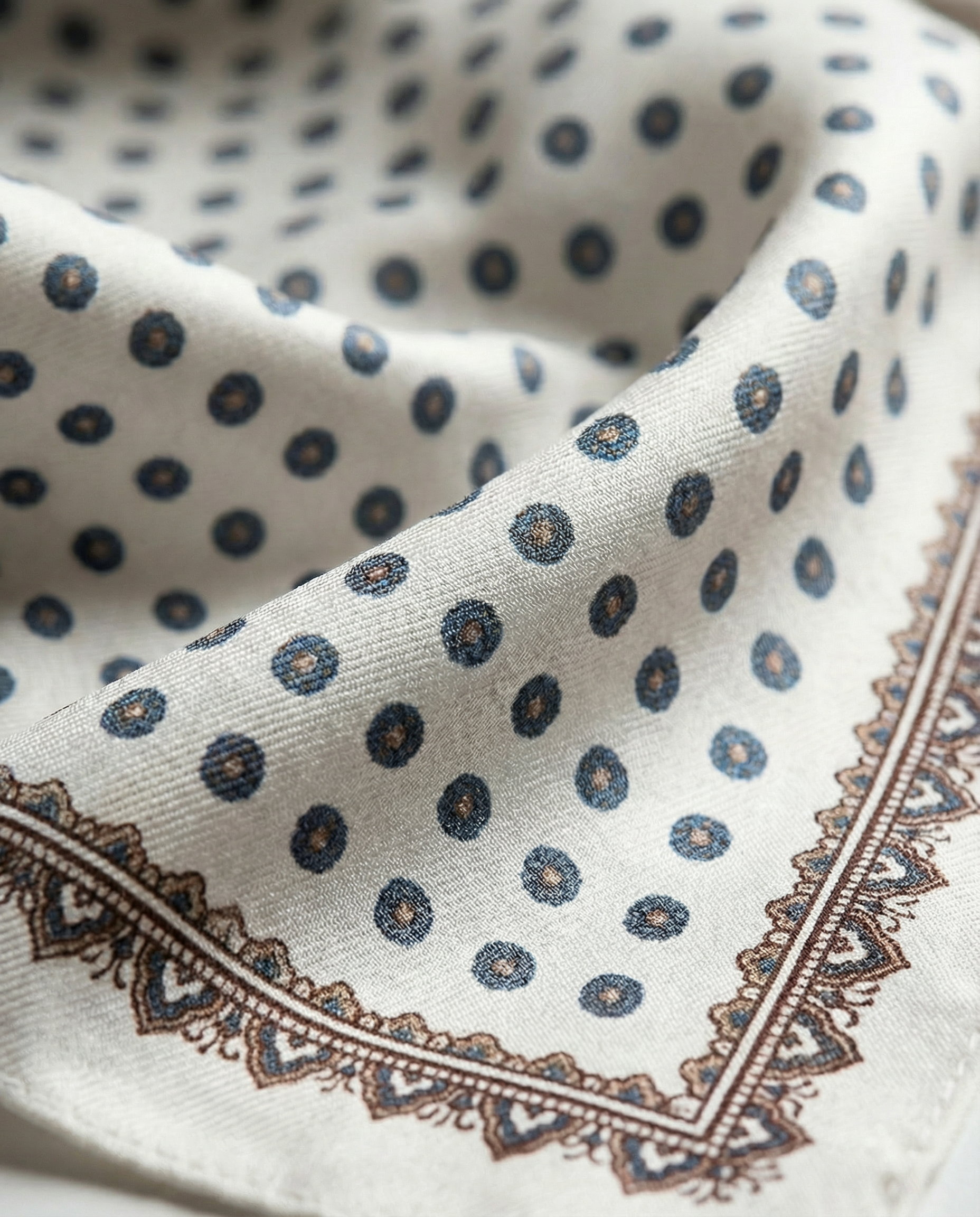 Bardella Blue Printed Silk Pocket Square