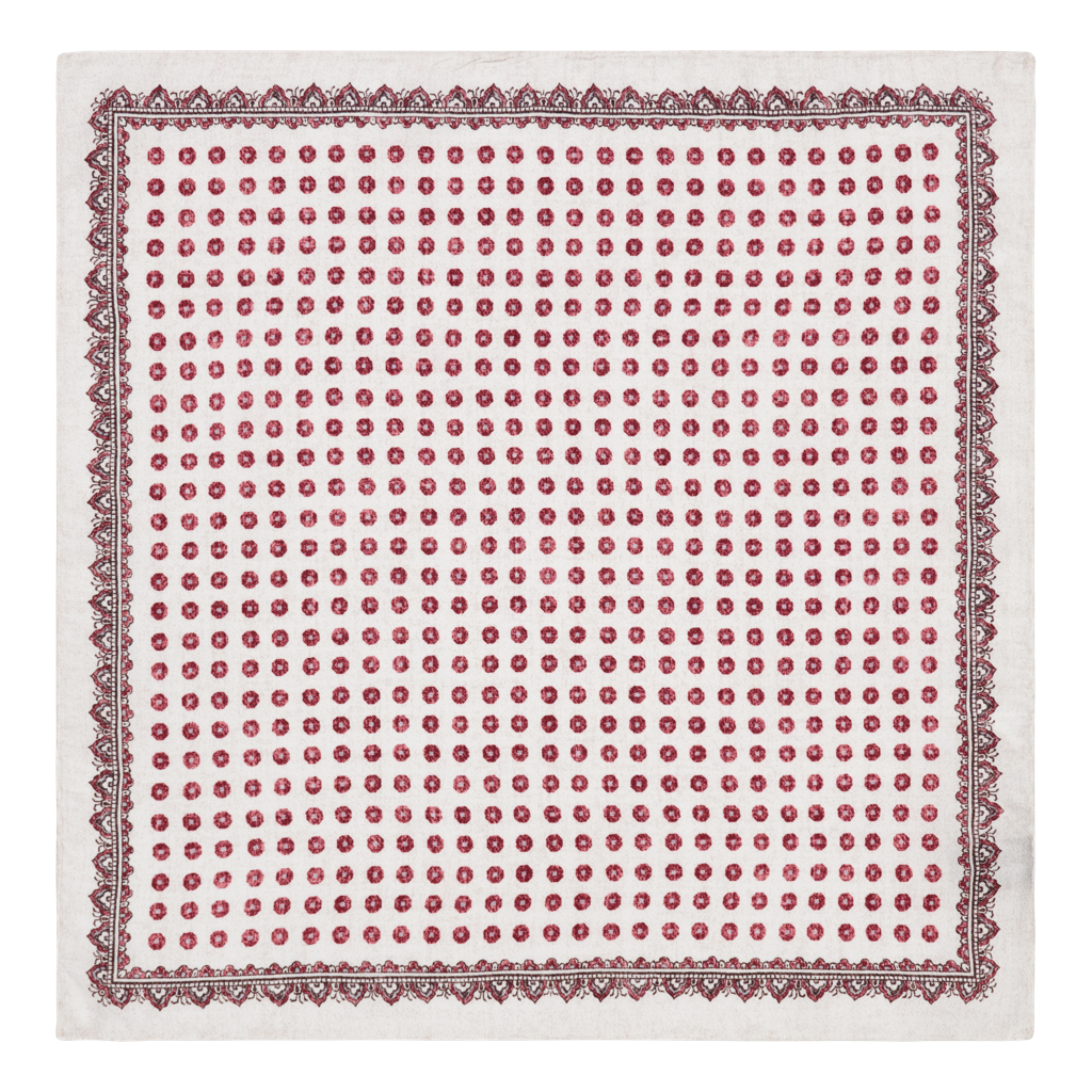Bardella Burgundy Printed Silk Pocket Square