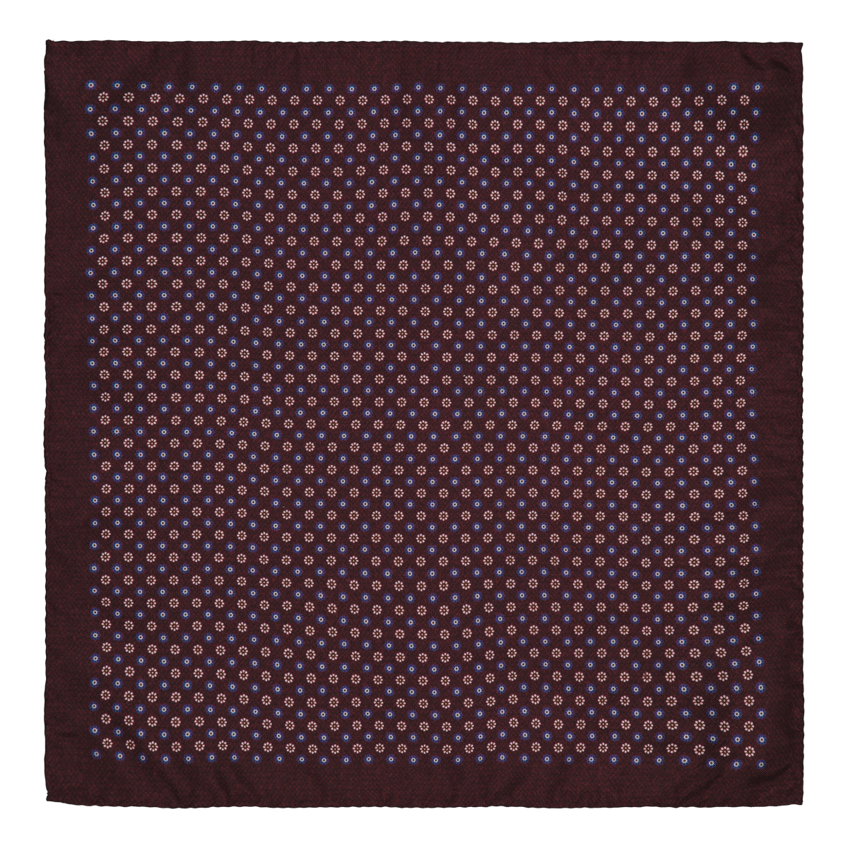Cascine Burgundy Print Silk Pocket Square